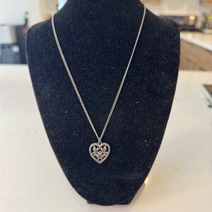 Sterling Silver James Avery Heart Love Birds Retired Pendant Necklace